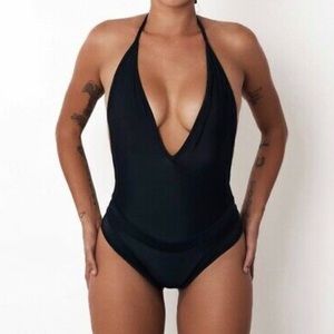 Fae Swim Sexy One Piece Black Swimsuit